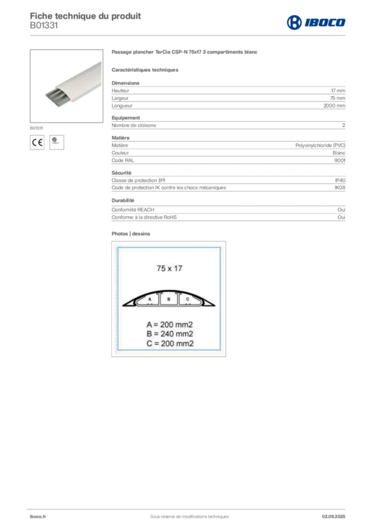 Image Iboco Fiche technique du produit B01331 | Hager France