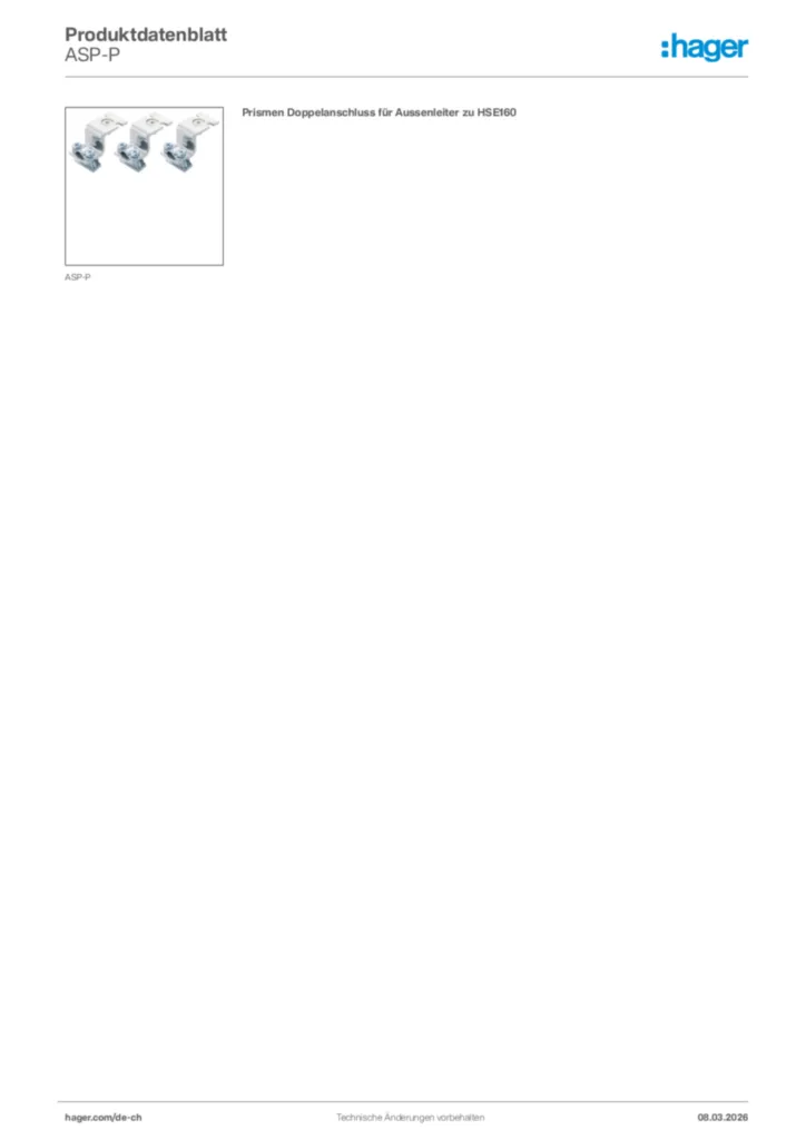 Bild Hager Produktdatenblatt ASP-P | Hager Schweiz