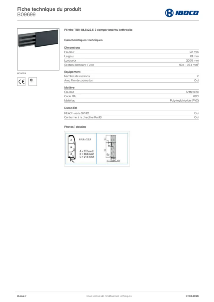 Image Iboco Fiche technique du produit B09699 | Hager France