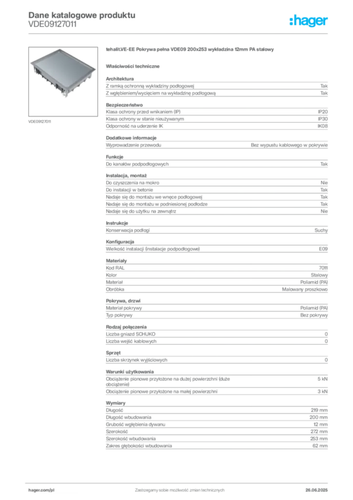 Zdjęcie Hager Karta katalogowa VDE09127011 | Hager Polska