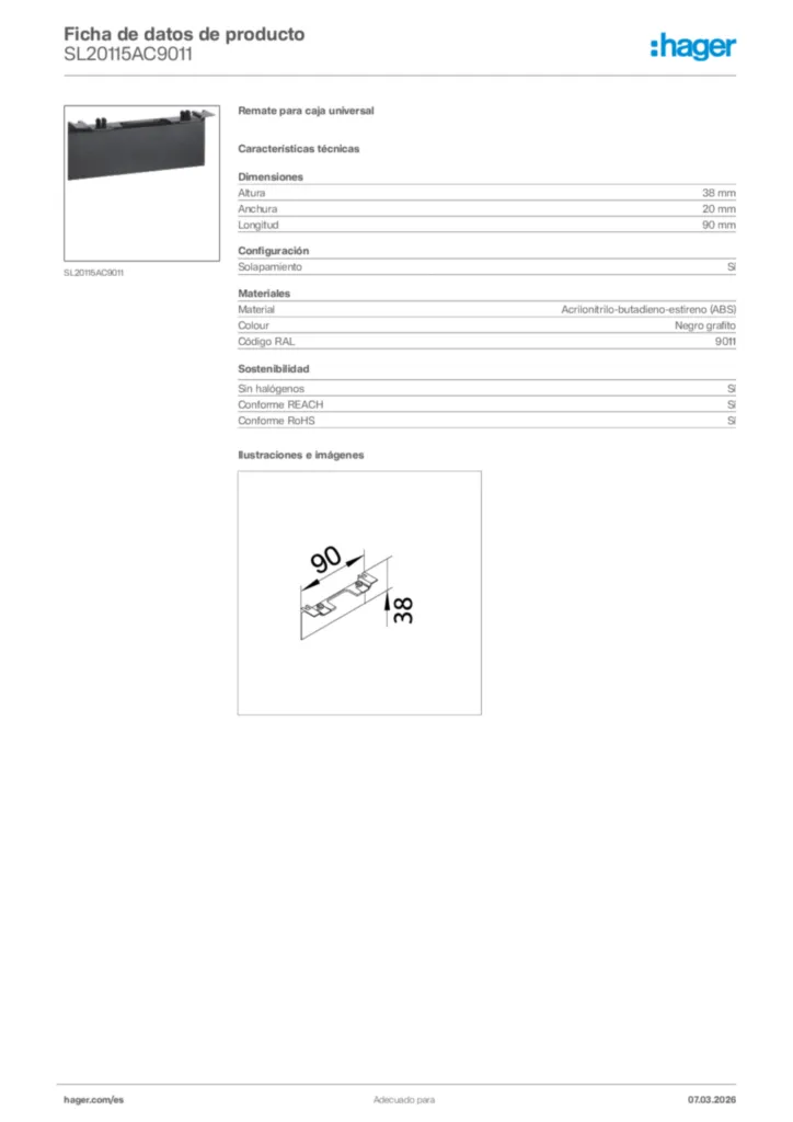 Imagen Hager Ficha de datos de producto SL20115AC9011 | Hager España
