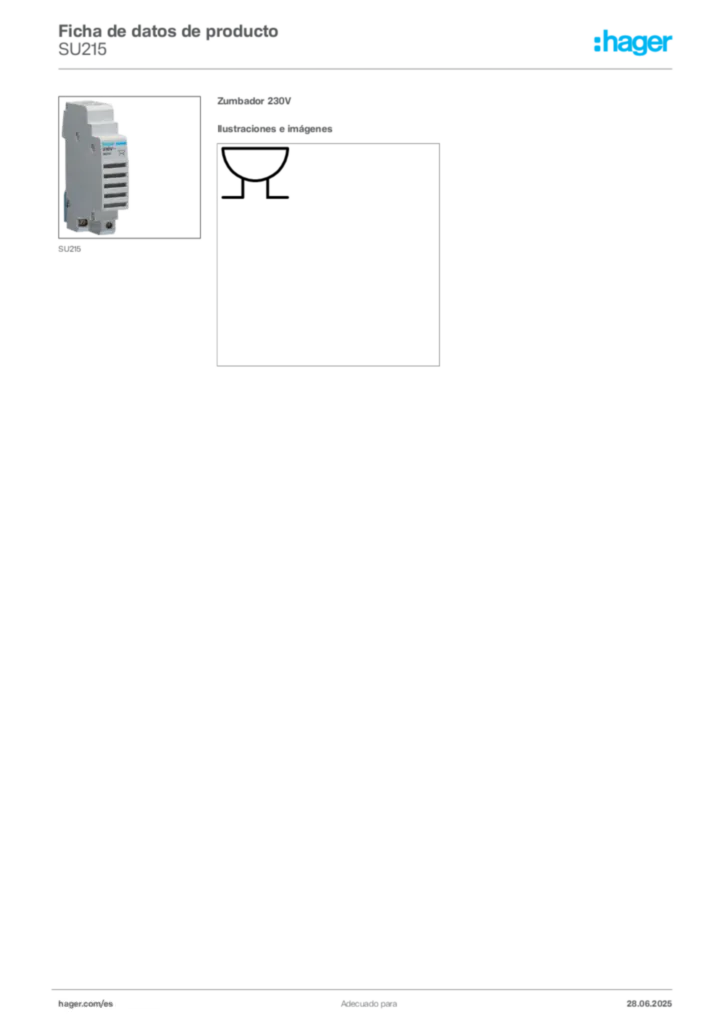 Imagen Hager Ficha de datos de producto SU215 | Hager España