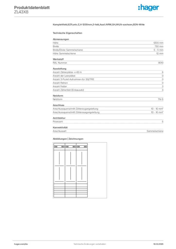 Bild Hager Produktdatenblatt ZL43X8 | Hager Deutschland