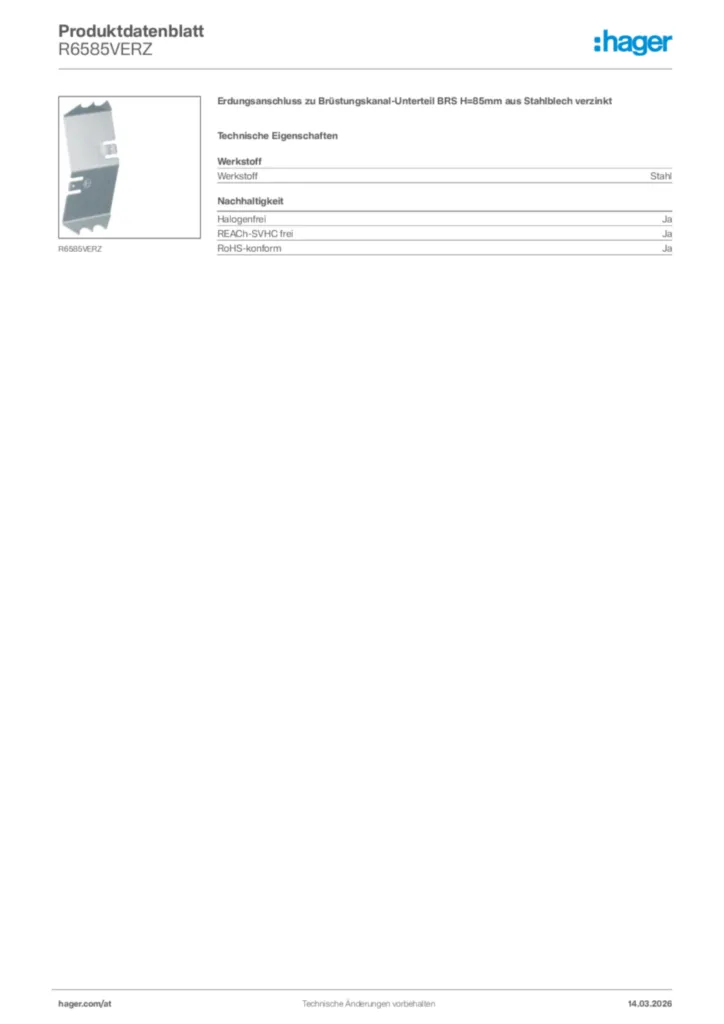 Bild Hager Produktdatenblatt R6585VERZ | Hager Deutschland