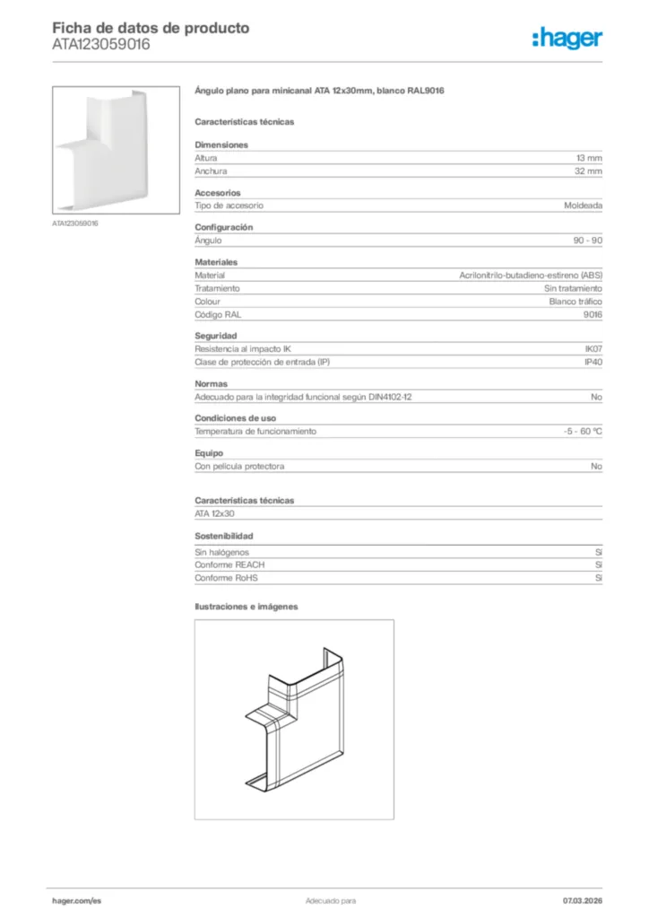 Imagen Hager Ficha de datos de producto ATA123059016 | Hager España