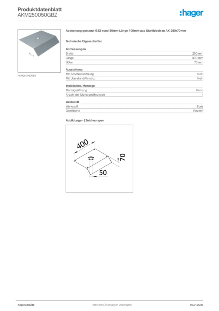 Bild Hager Produktdatenblatt AKM250050GBZ | Hager Deutschland