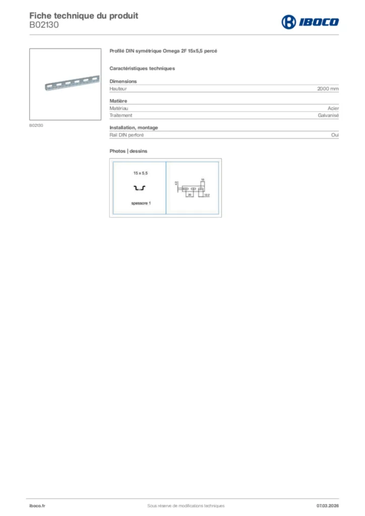 Image Iboco Fiche technique du produit B02130 | Hager France