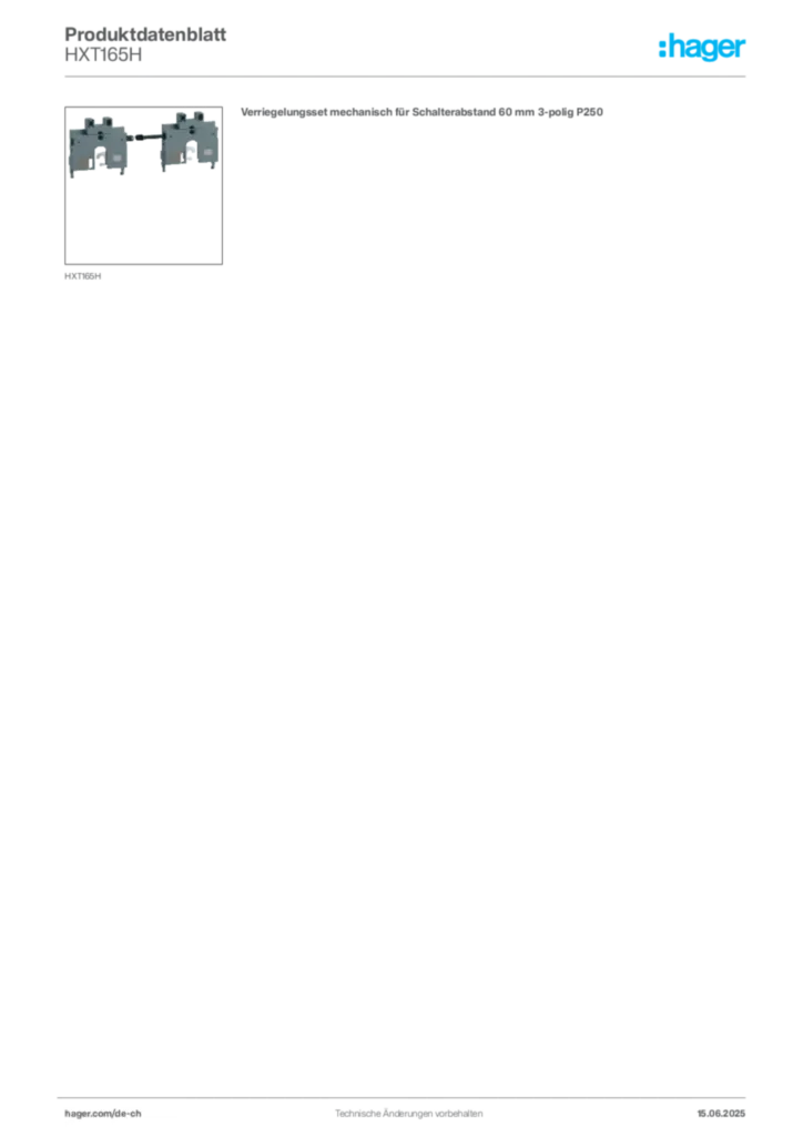 Bild Hager Produktdatenblatt HXT165H | Hager Schweiz