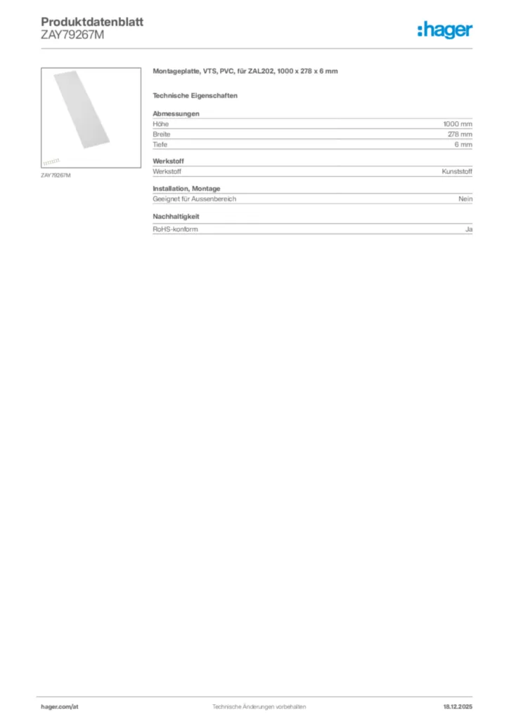 Bild Hager Produktdatenblatt ZAY79267M | Hager Deutschland