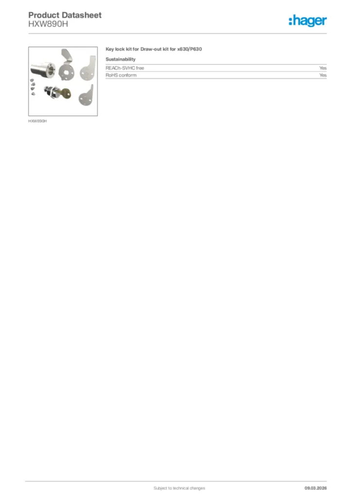 Image Hager Product data sheet HXW890H  | Hager Africa