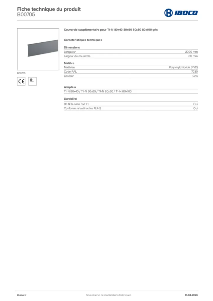 Image Iboco Fiche technique du produit B00705 | Hager France