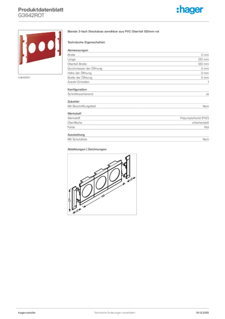 Bild Hager Produktdatenblatt G3642ROT | Hager Deutschland