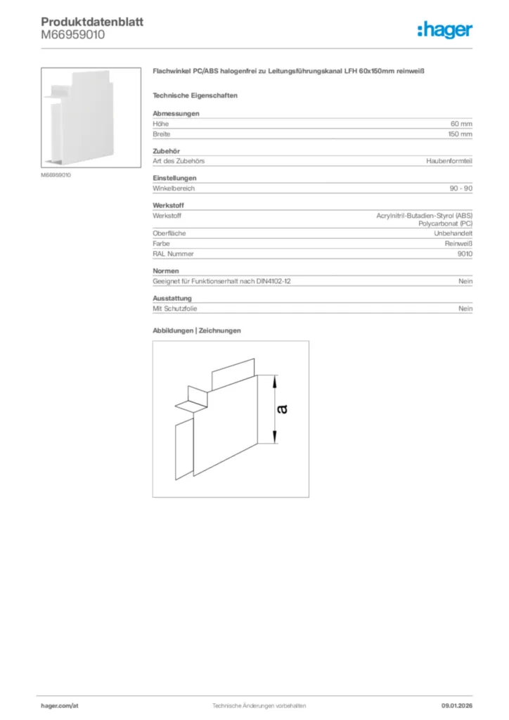 Bild Hager Produktdatenblatt M66959010 | Hager Deutschland