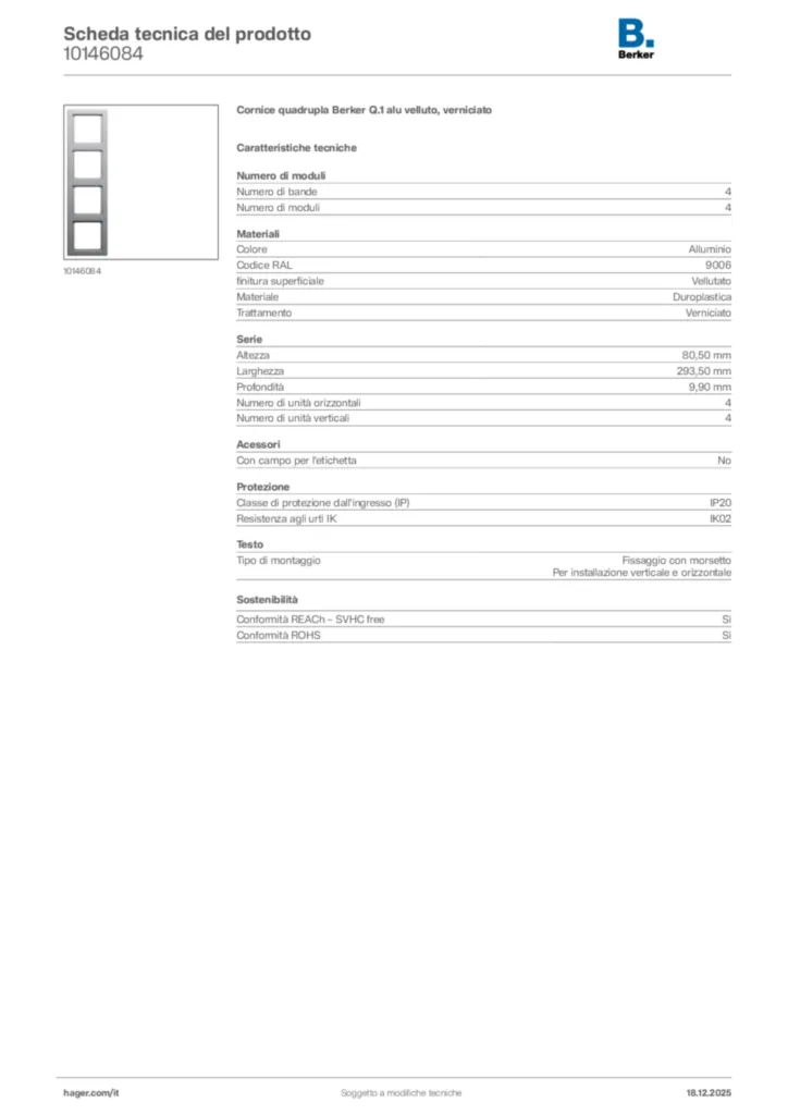 Immagine Berker Scheda tecnica del prodotto 10146084 | Hager Italia
