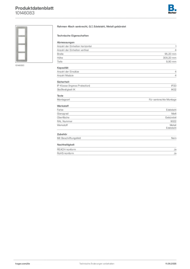 Berker Produktdatenblatt 10146083