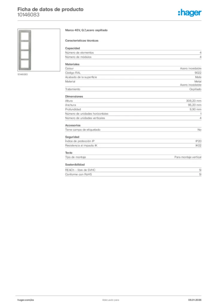 Imagen Hager Ficha de datos de producto 10146083 | Hager España