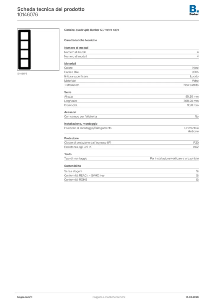 Immagine Berker Scheda tecnica del prodotto 10146076 | Hager Italia