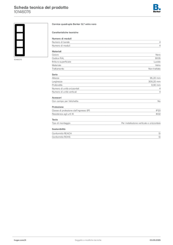 Immagine Berker Scheda tecnica del prodotto 10146076 | Hager Italia