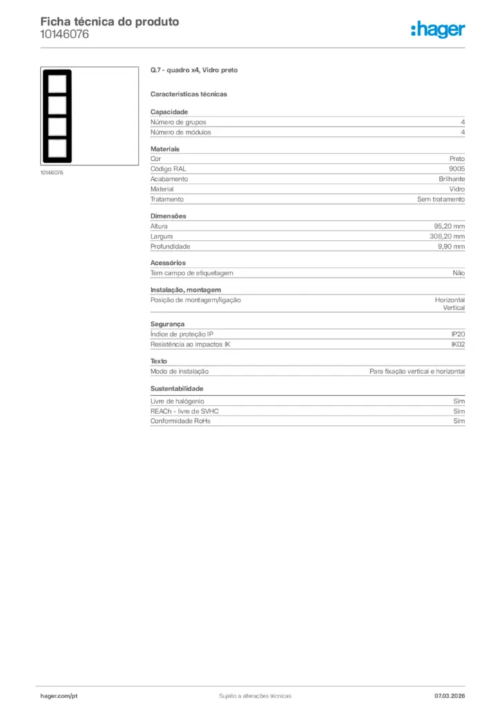 Imagem Hager Ficha técnica do produto 10146076 | Hager Portugal