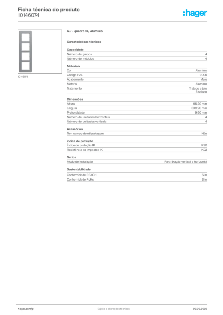 Imagem Hager Ficha técnica do produto 10146074 | Hager Portugal