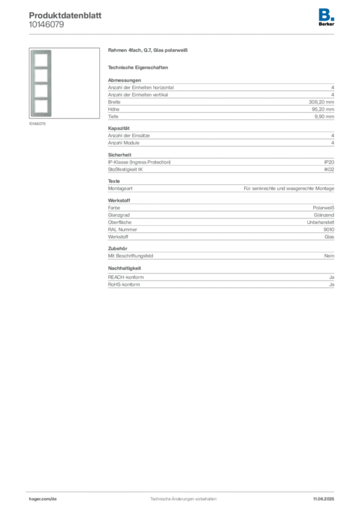 Bild Berker Produktdatenblatt 10146079 | Hager Deutschland