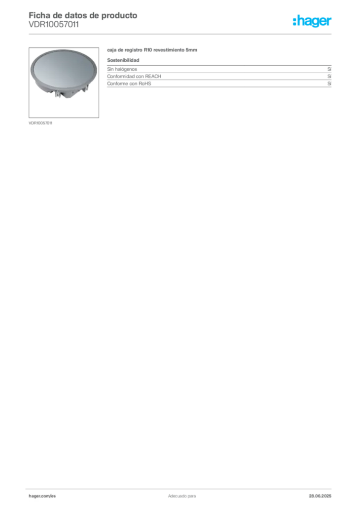 Imagen Hager Ficha de datos de producto VDR10057011 | Hager España