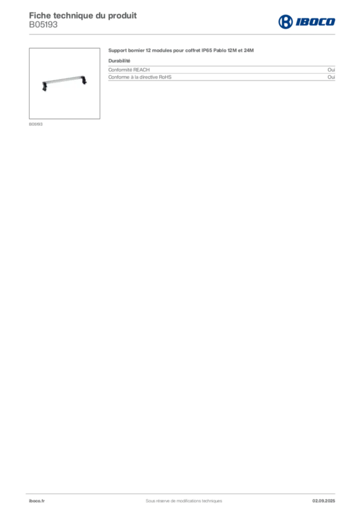 Image Iboco Fiche technique du produit B05193 | Hager France