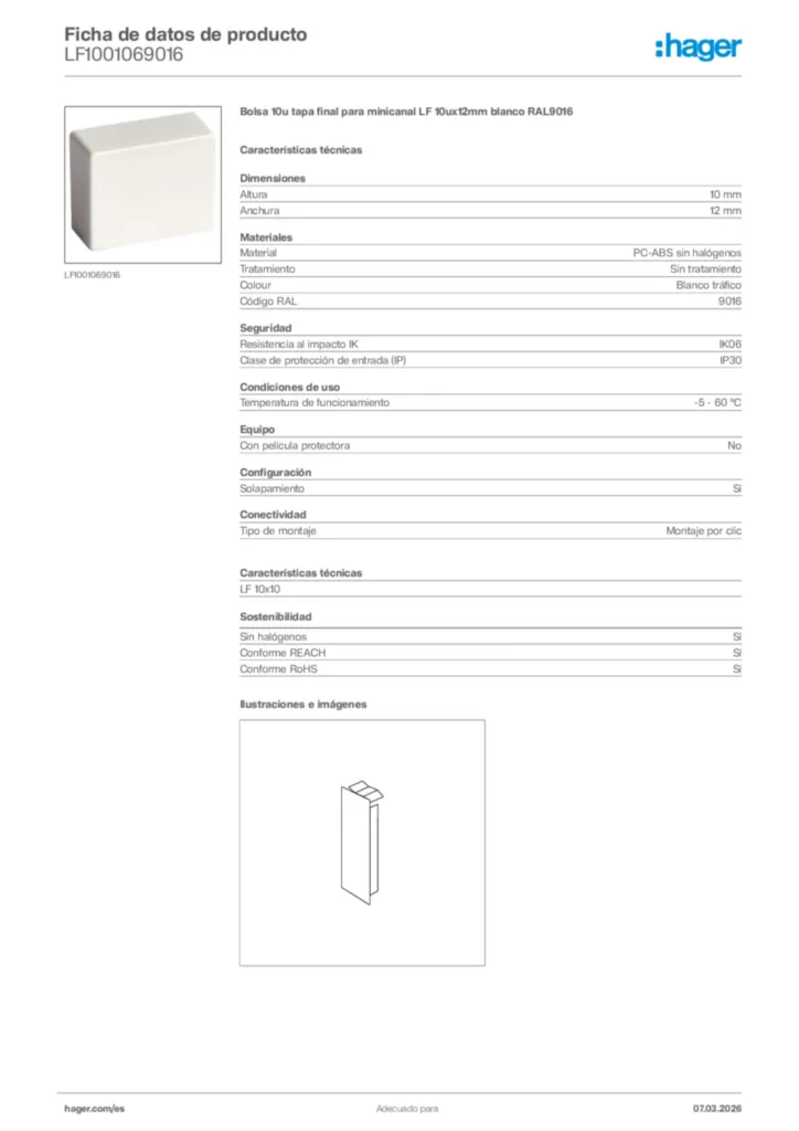 Imagen Hager Ficha de datos de producto LF1001069016 | Hager España