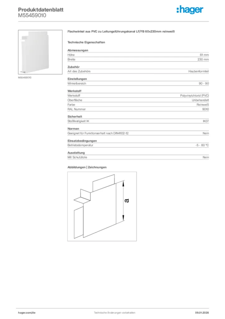 Bild Hager Produktdatenblatt M55459010 | Hager Deutschland