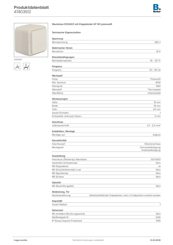 Bild Berker Produktdatenblatt 47403512 | Hager Deutschland