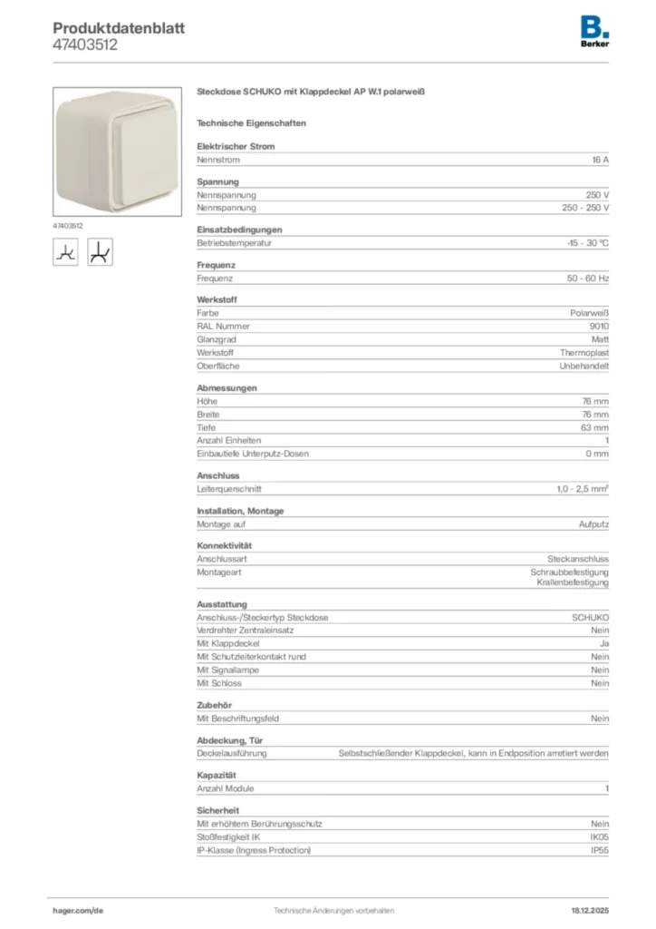 Bild Berker Produktdatenblatt 47403512 | Hager Deutschland