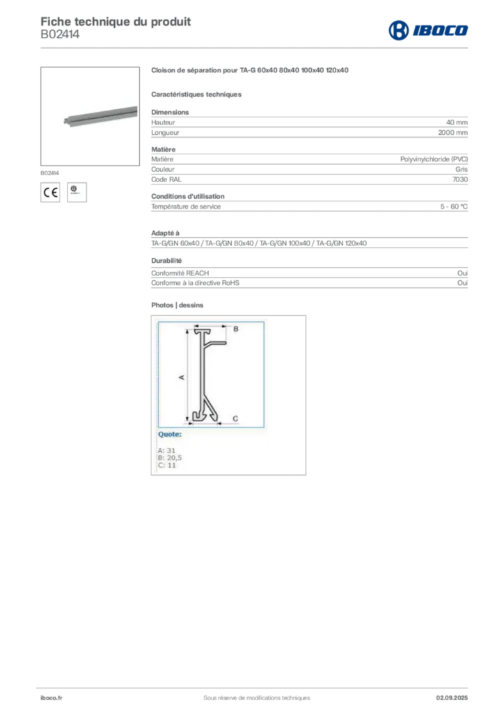 Image Iboco Fiche technique du produit B02414 | Hager France