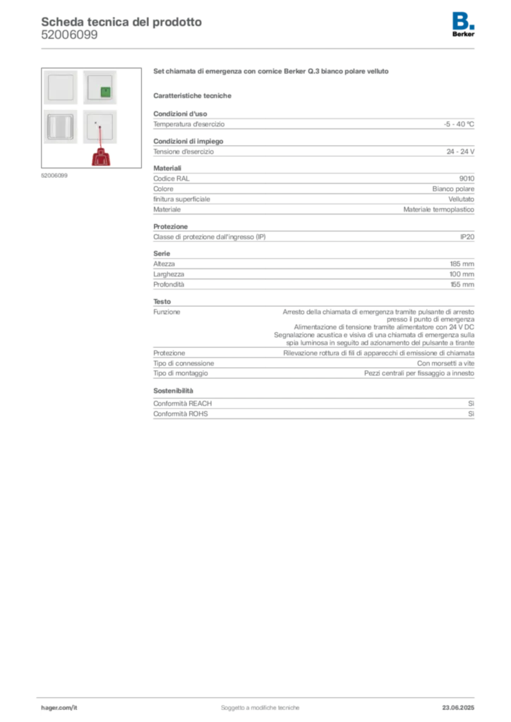 Immagine Berker Scheda tecnica del prodotto 52006099 | Hager Italia