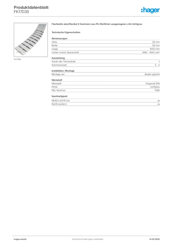 Bild Hager Produktdatenblatt FK17035 | Hager Deutschland