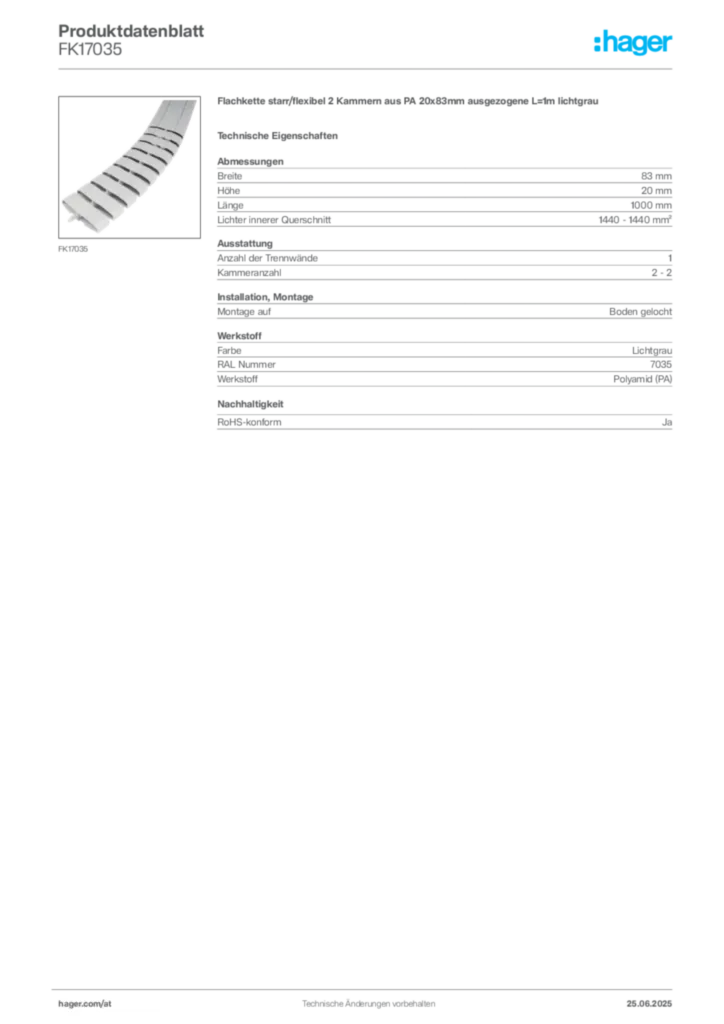 Bild Hager Produktdatenblatt FK17035 | Hager Deutschland