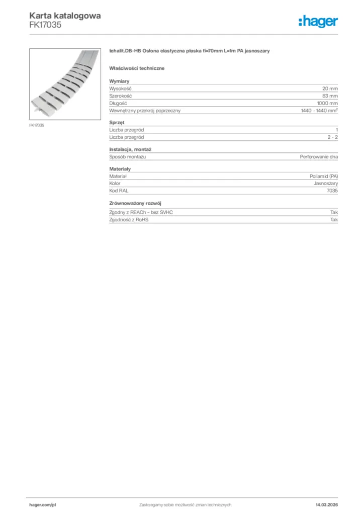Zdjęcie Hager Karta katalogowa FK17035 | Hager Polska