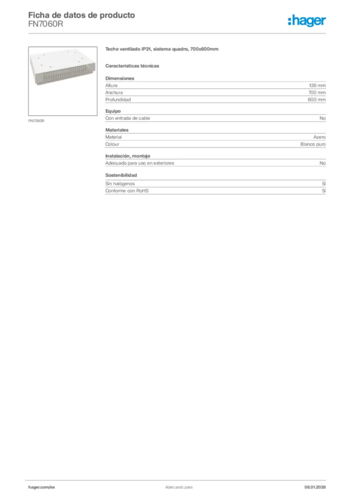 Imagen Hager Ficha de datos de producto FN7060R | Hager España