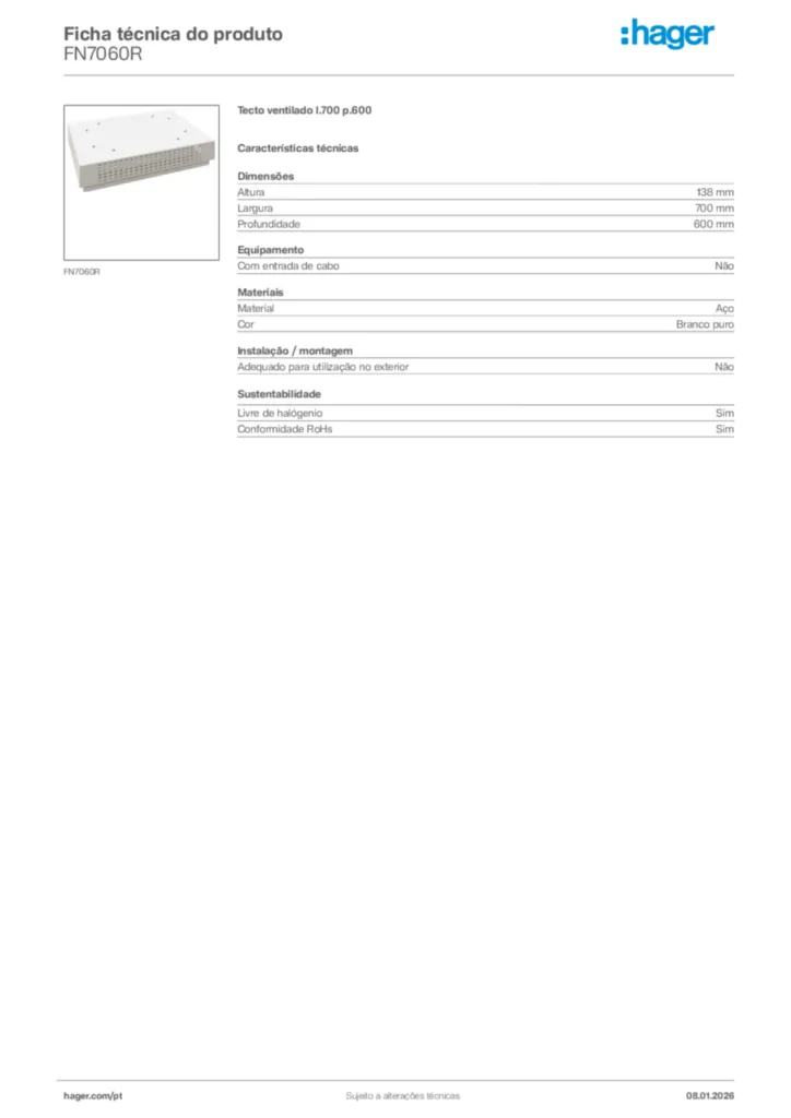 Imagem Hager Ficha técnica do produto FN7060R | Hager Portugal