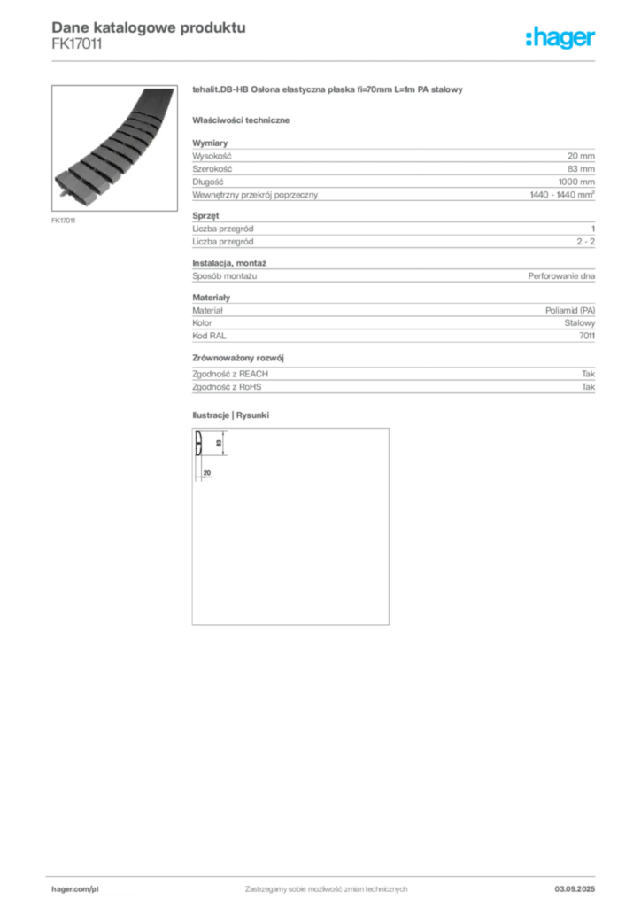 Zdjęcie Hager Karta katalogowa FK17011 | Hager Polska