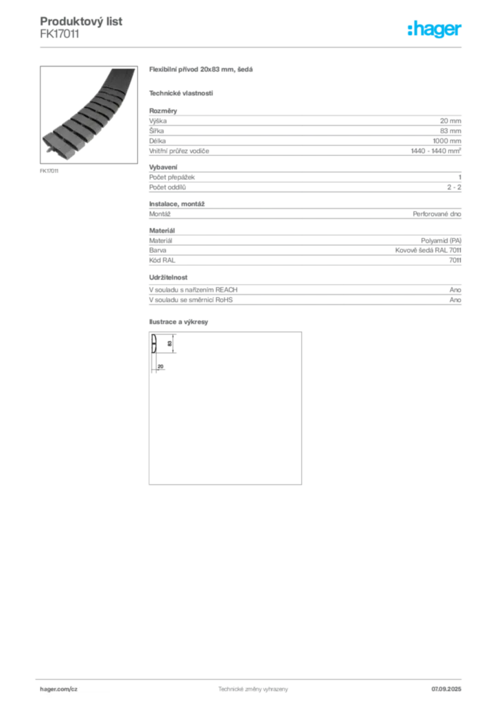 Obrázek Hager Produktový list FK17011 | Hager