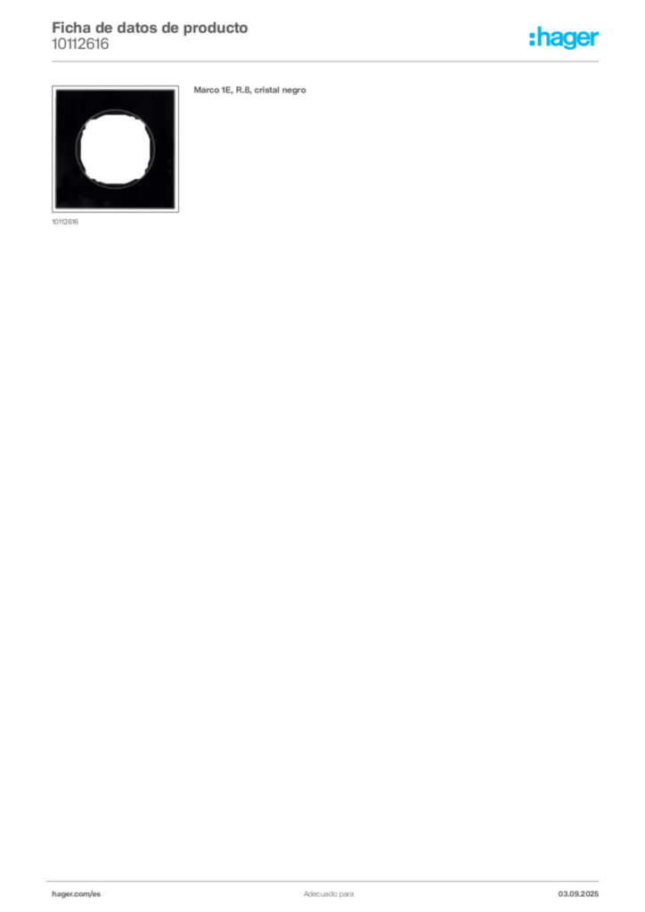 Imagen Hager Ficha de datos de producto 10112616 | Hager España