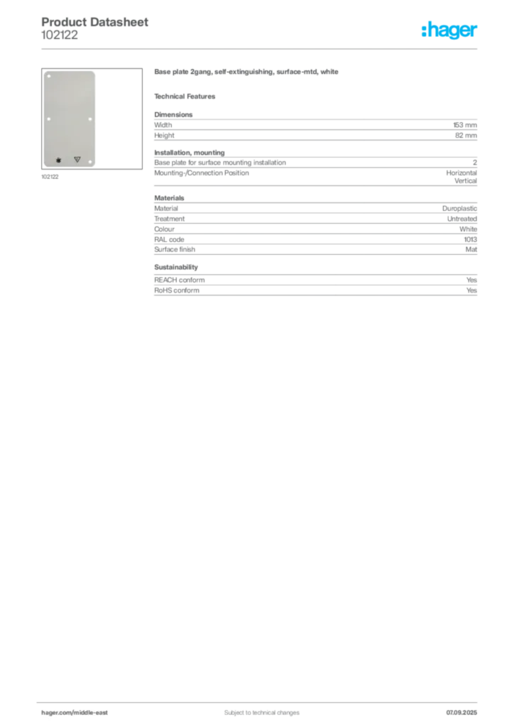 Image Hager Product data sheet 102122  | Hager