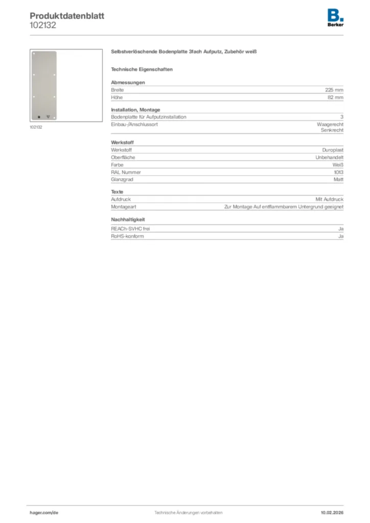 Bild Berker Produktdatenblatt 102132 | Hager Deutschland