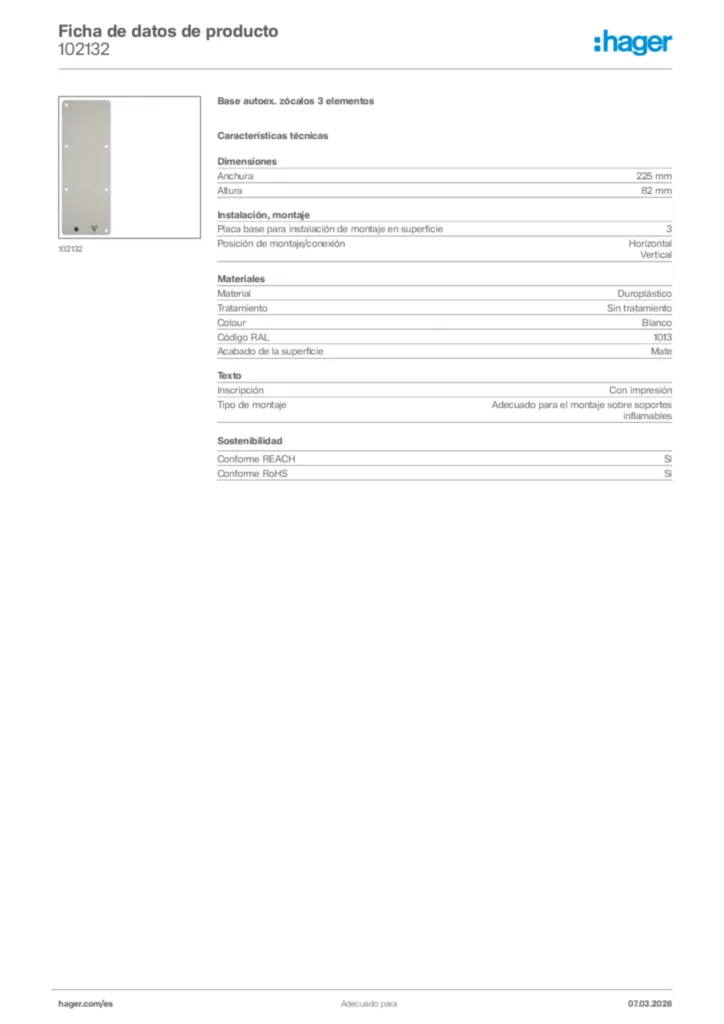 Imagen Hager Ficha de datos de producto 102132 | Hager España