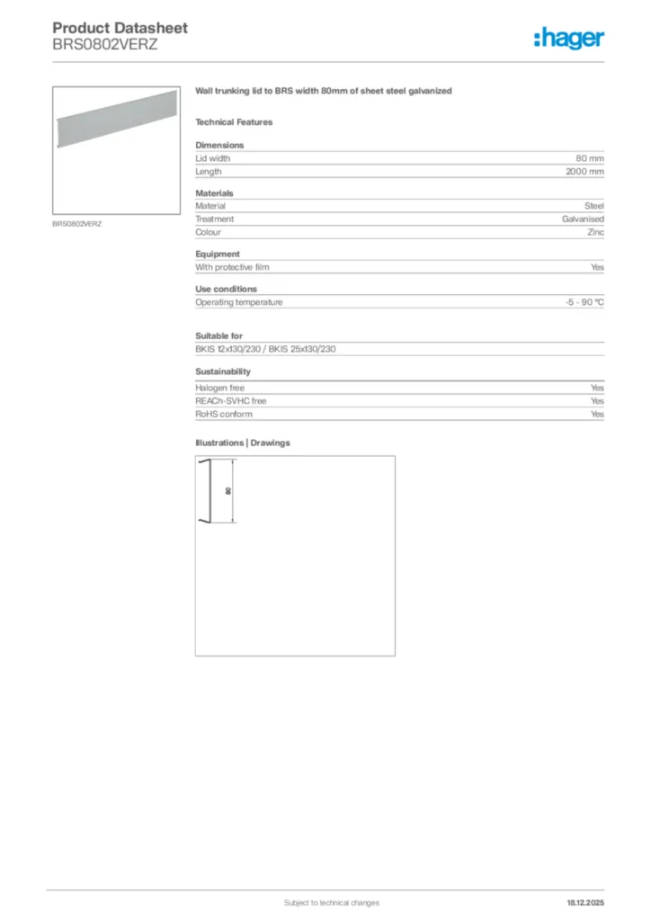 Image Hager Product data sheet BRS0802VERZ  | Hager Africa