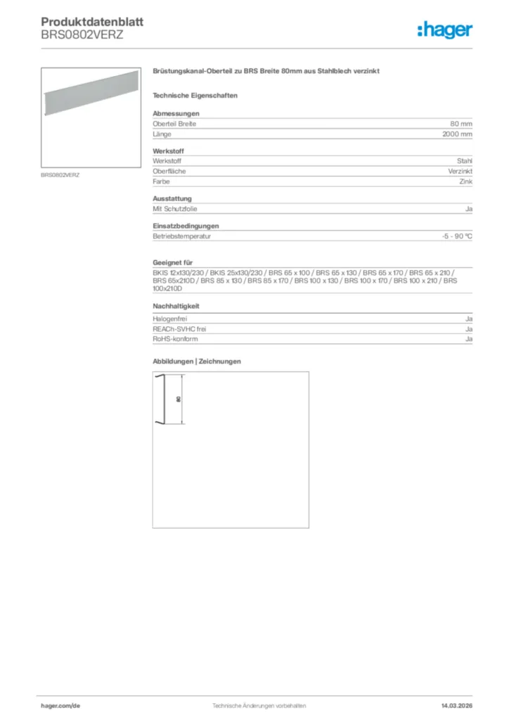 Bild Hager Produktdatenblatt BRS0802VERZ | Hager Deutschland