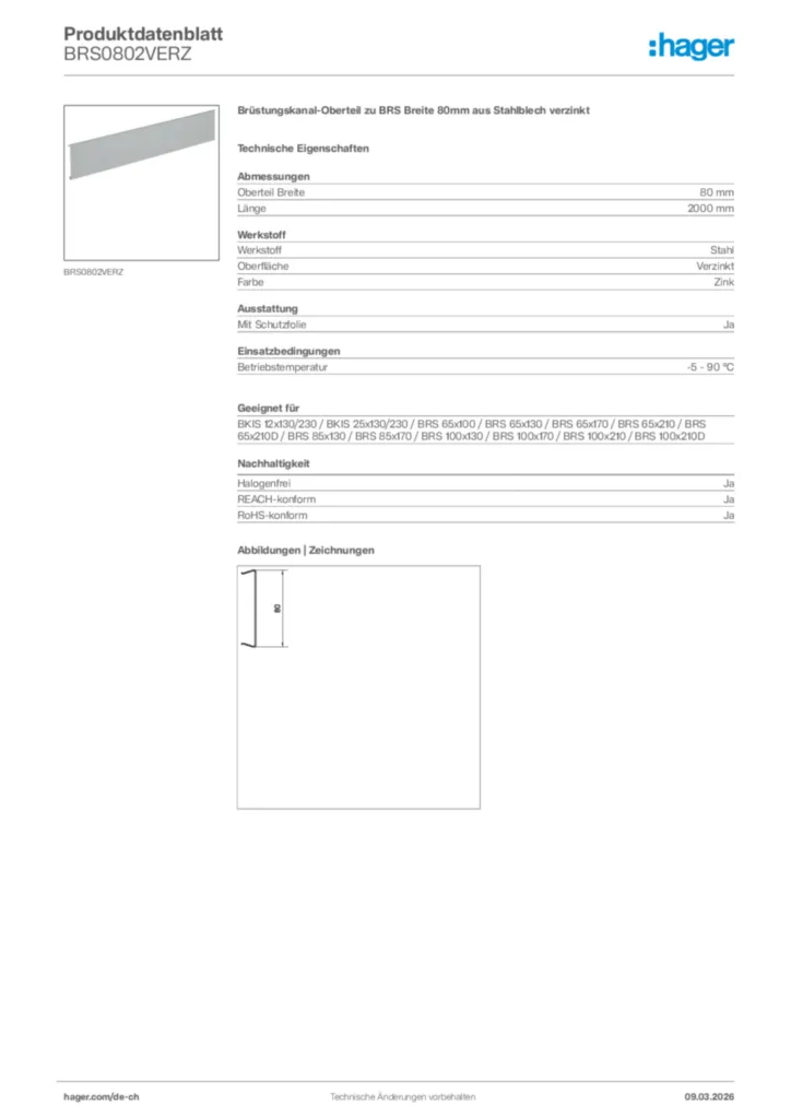 Bild Hager Produktdatenblatt BRS0802VERZ | Hager Schweiz