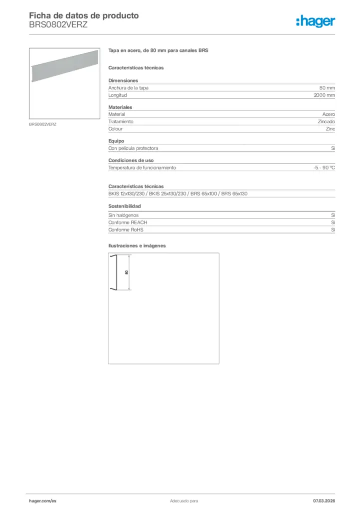 Imagen Hager Ficha de datos de producto BRS0802VERZ | Hager España