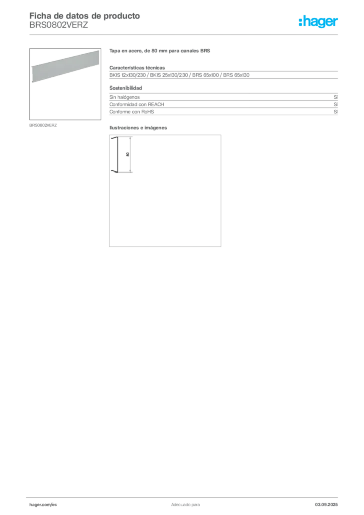 Imagen Hager Ficha de datos de producto BRS0802VERZ | Hager España