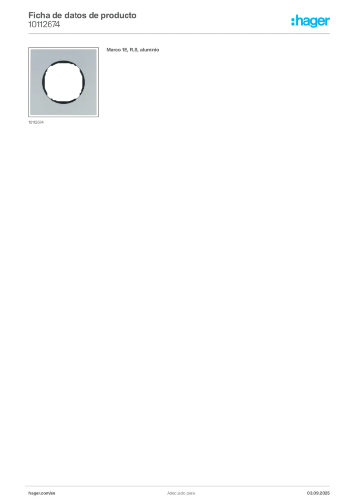 Imagen Hager Ficha de datos de producto 10112674 | Hager España